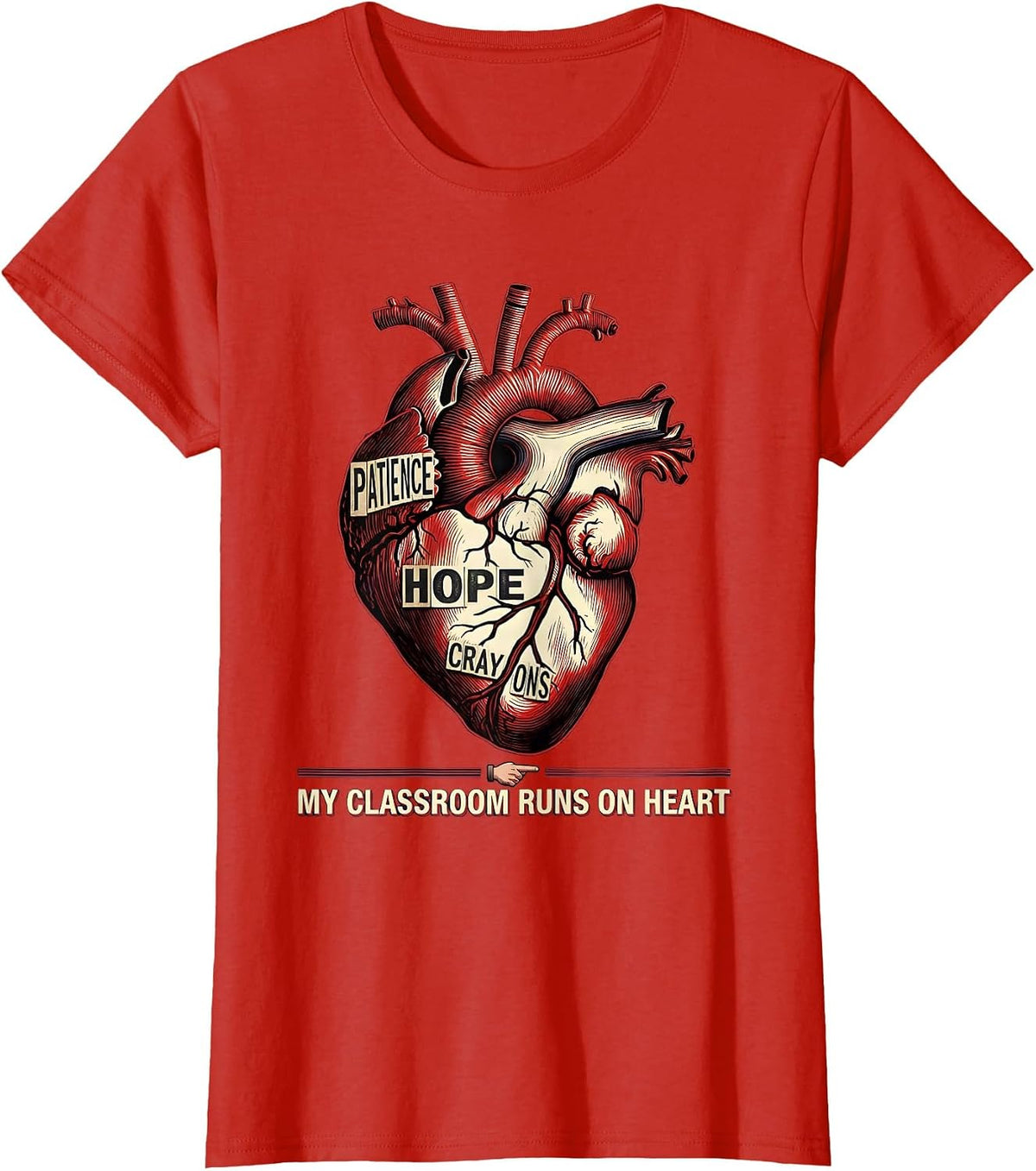 Women's My Classroom Runs On Heart Special Education Teacher T-Shirt - Red