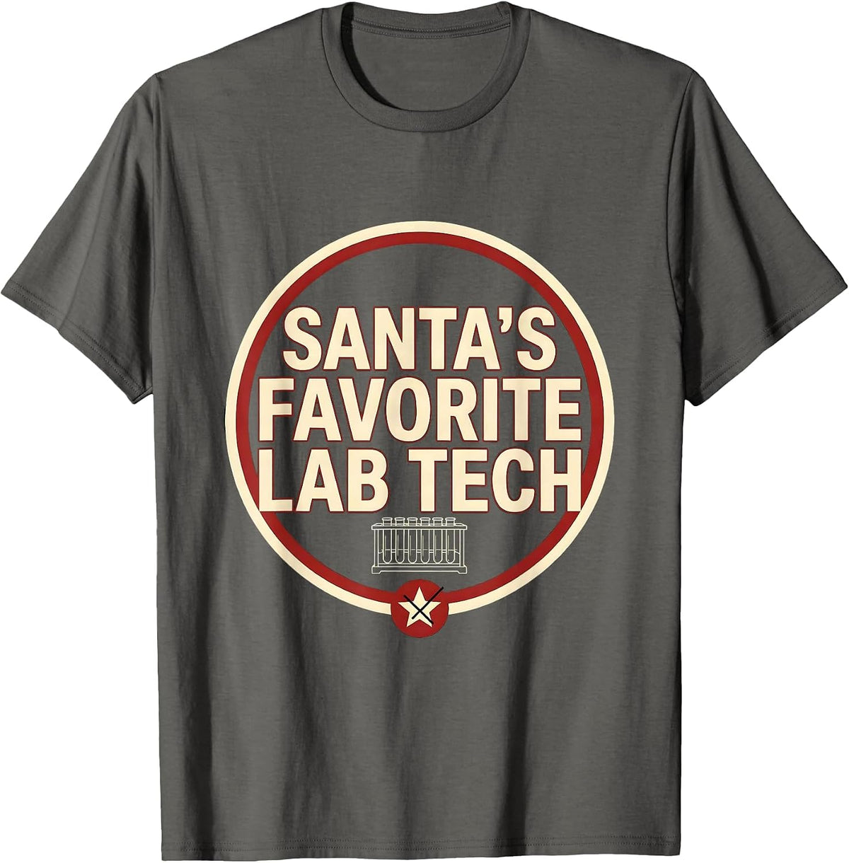 Men's Santa's Favorite Lab Tech Funny Pharmacy Tech Christmas T-Shirt - Asphalt Grey