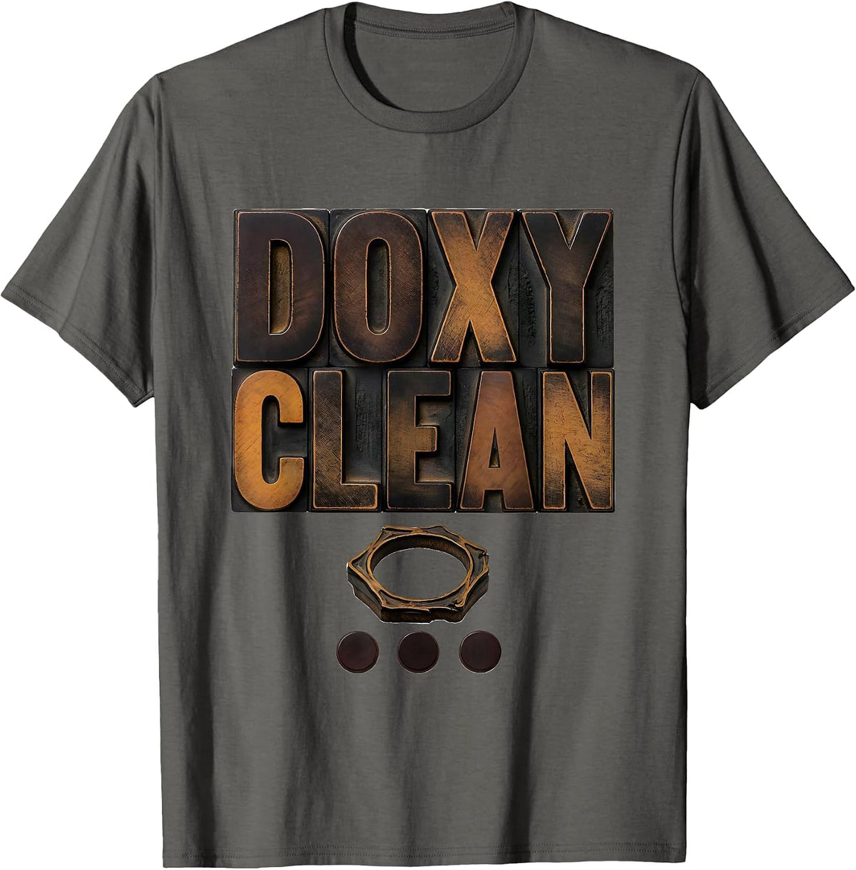 Doxy Clean Wood Type Letterpress Pharmacy Technician Novelty T-Shirt - Asphalt Grey