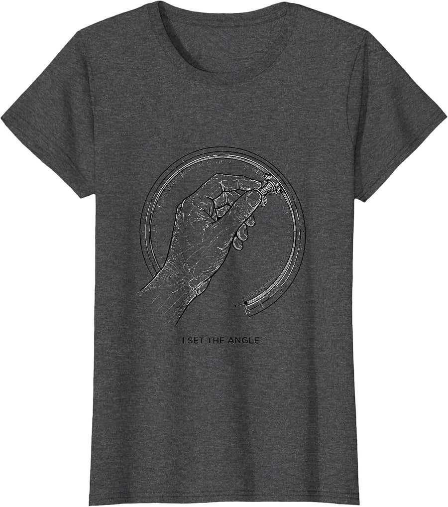 Women's I Set The Angle Radiology Tech X-ray CT MRI Tech Humor T-Shirt - Dark Heather Grey