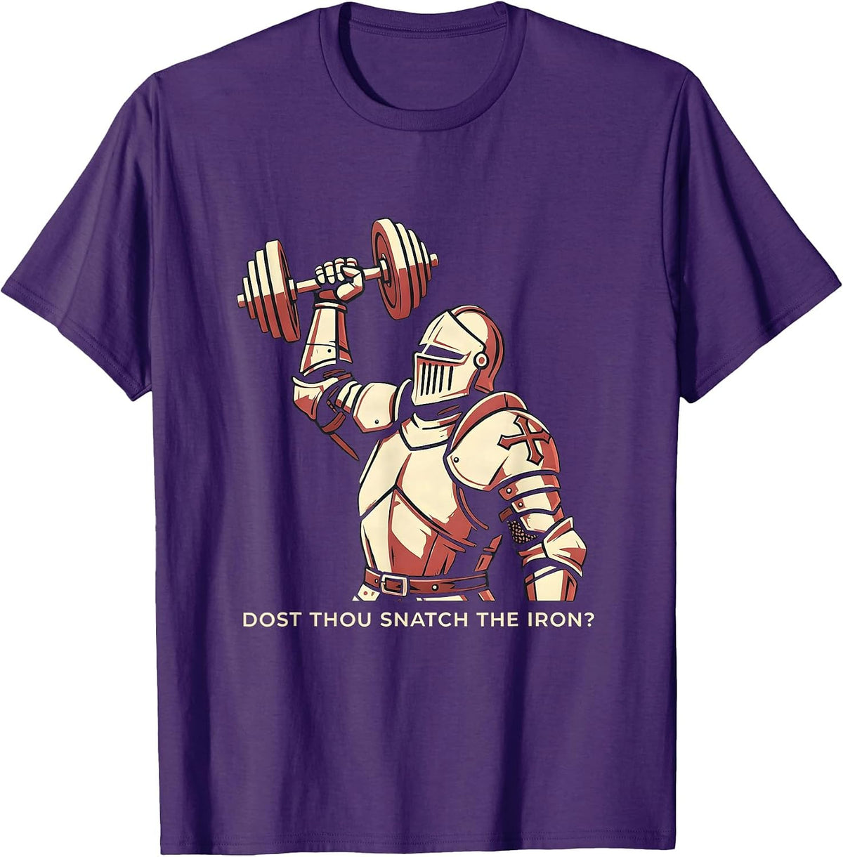 Men's Dost Thou Snatch the Iron Funny Christian Gym Medieval T-Shirt - Purple