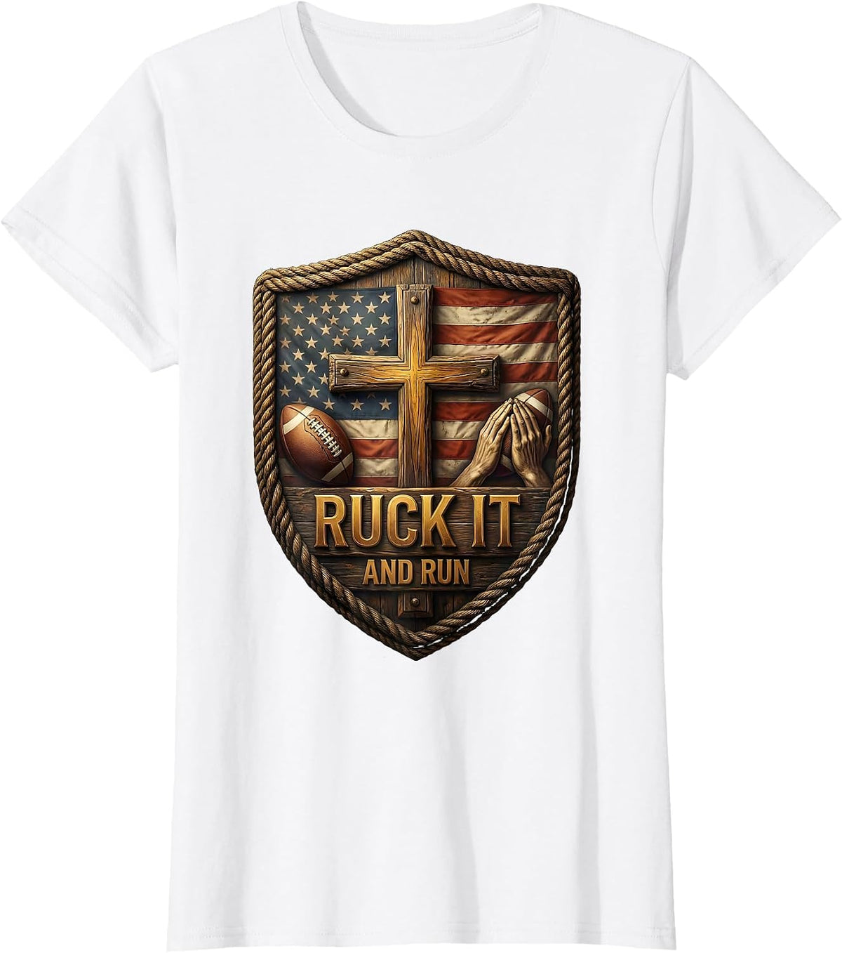 Ruck It And Run Rugby Graphic Design T-Shirt - White