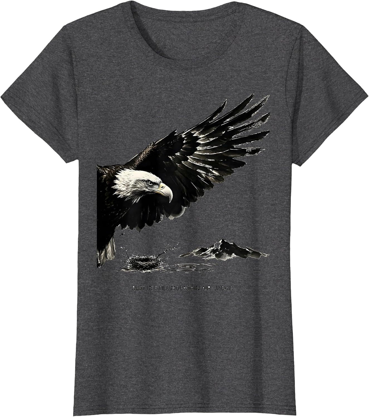 Women's Rest In Still Mountain Air Jackie Vintage Bald Eagle T-Shirt - Dark Heather Grey