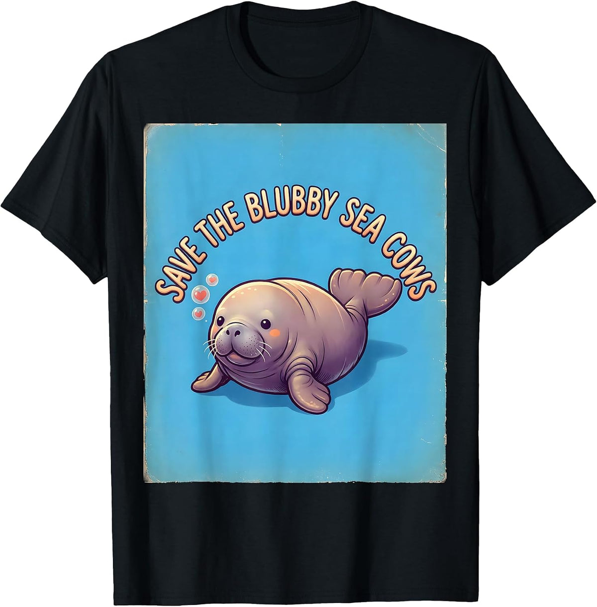 Men's Save The Blubby Sea Cows Cute Kawaii Manatee Sea Cow Lover T-Shirt - Black