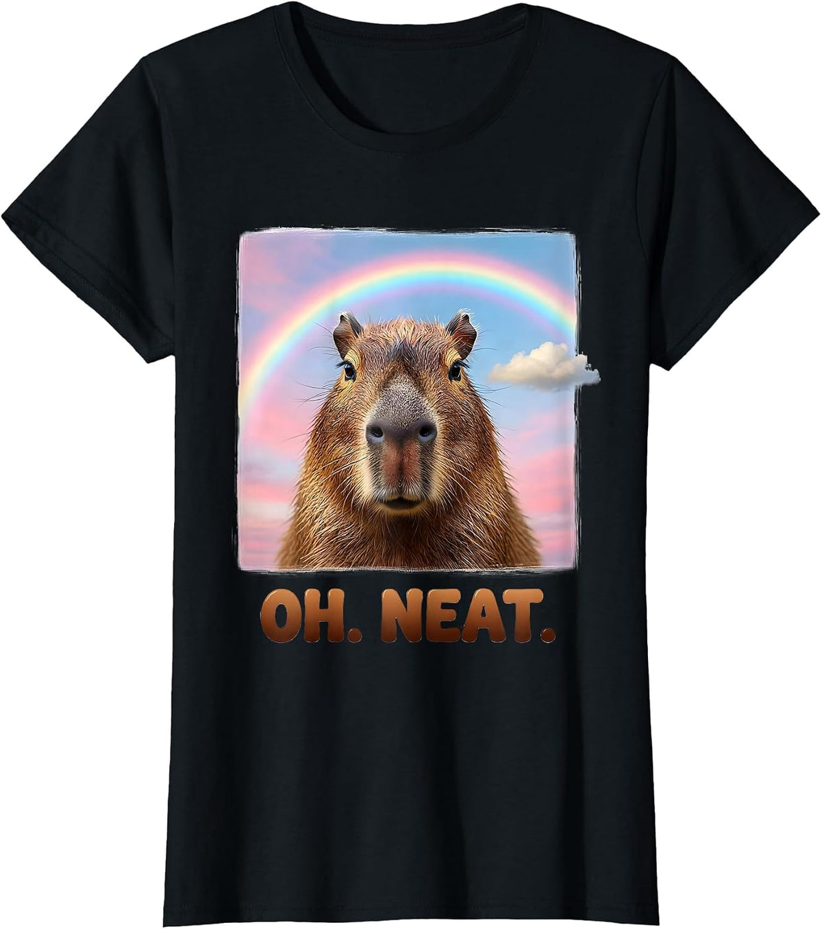 Women's Oh Neat Capybara Meme Humor Dank Animal Lover Gift T-Shirt - Black