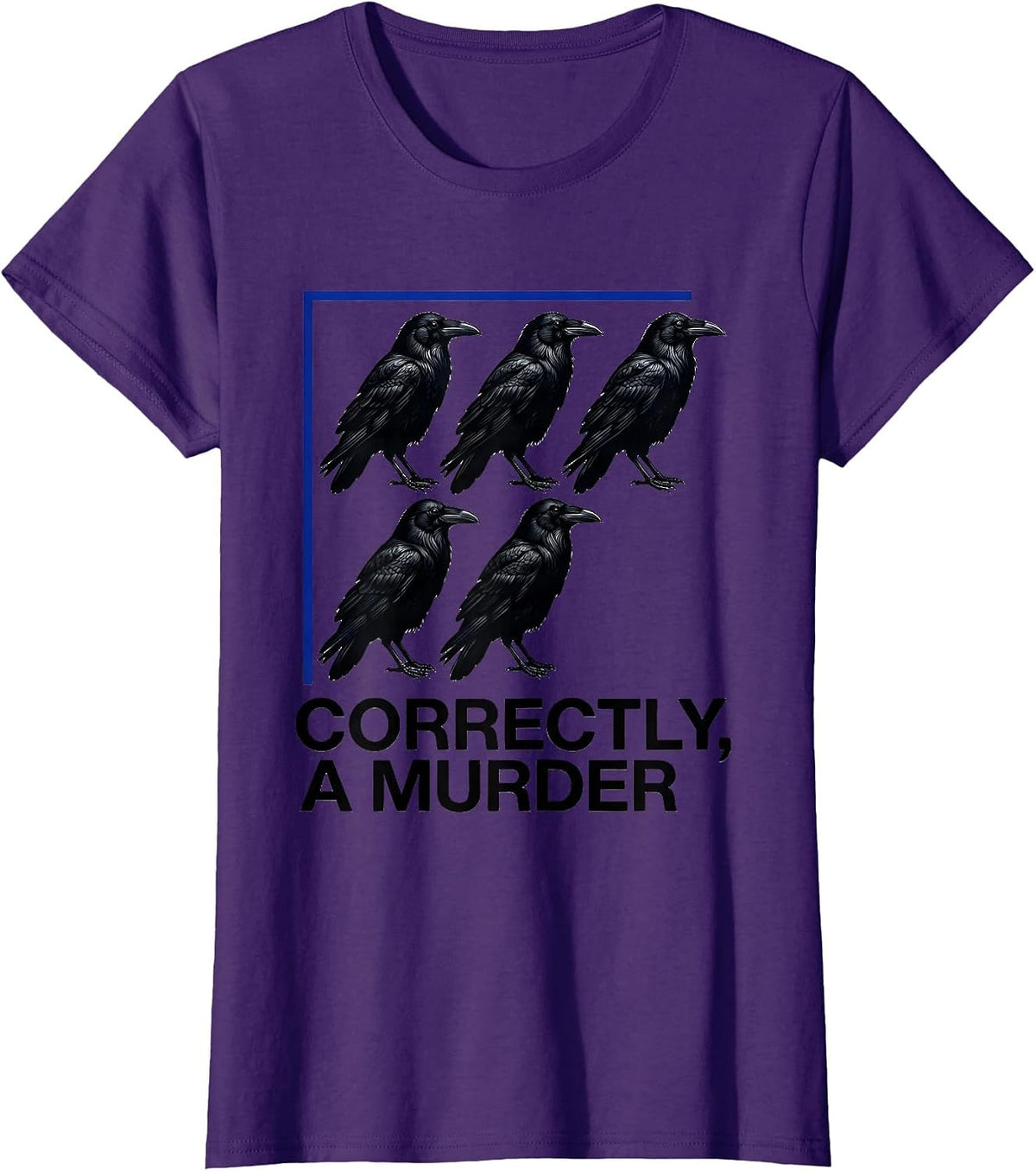 Women's Correctly, A Murder Funny Crow Lover Bird Humor T-Shirt - Purple