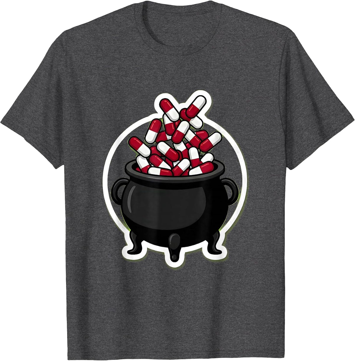 Men's Nurse Halloween Witch Cauldron Pill Potion Design T-Shirt - Dark Heather Grey
