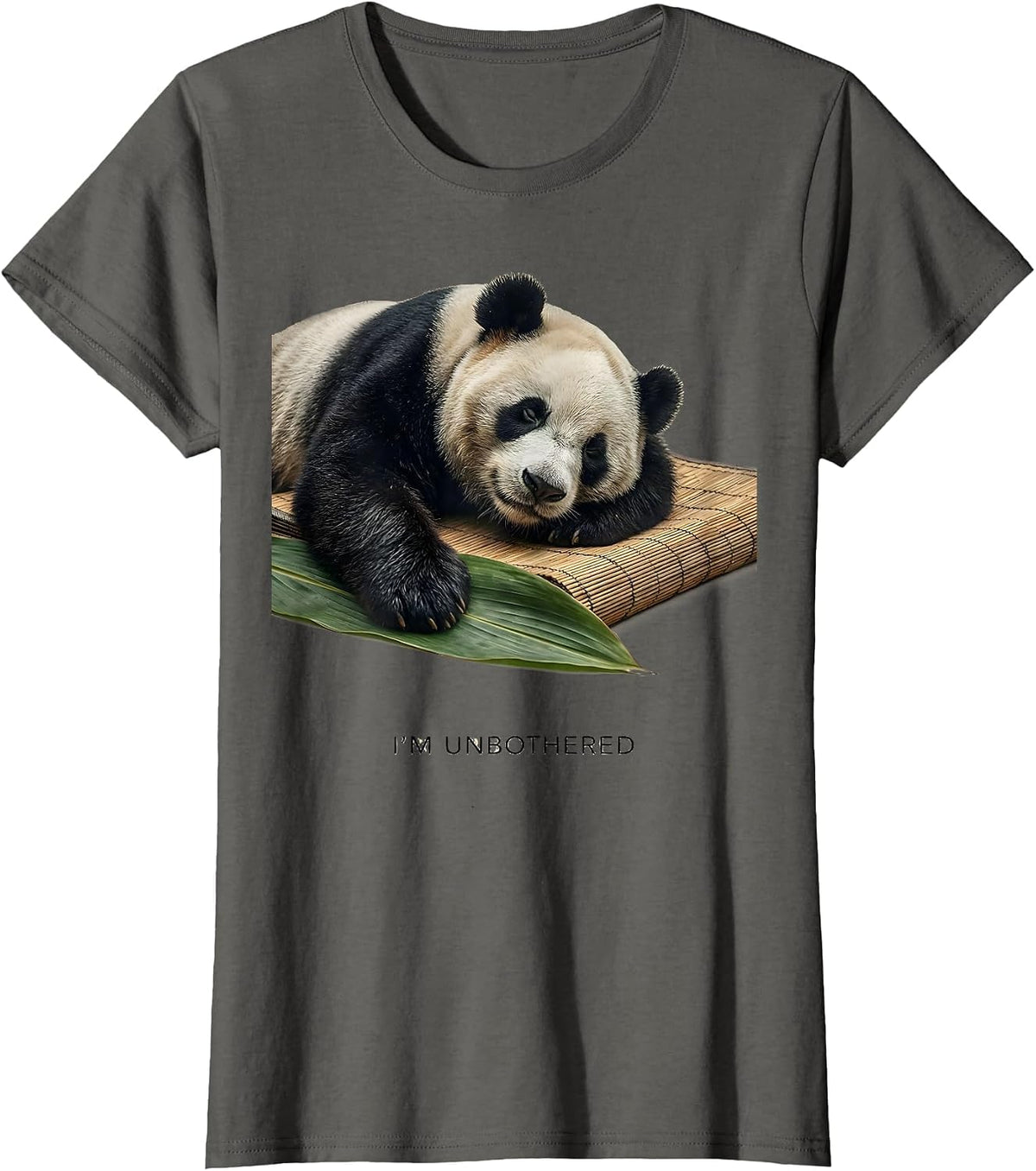 Women's I'm Unbothered Cute Panda Lover Funny Animal Humor T-Shirt - Asphalt Grey