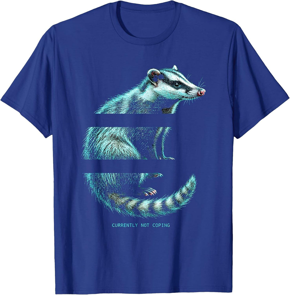 Men's Currently Not Coping Funny Opossum Meme Animal Humor T-Shirt - Royal Blue