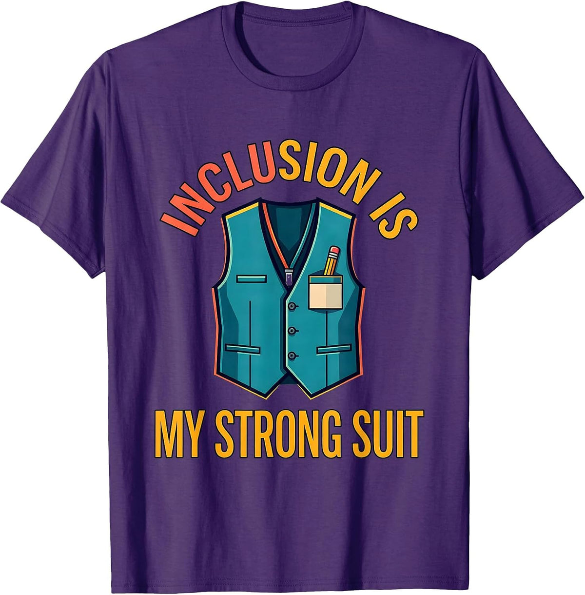 Men's Inclusion Is My Strong Suit Special Education Teacher Autism T-Shirt - Purple