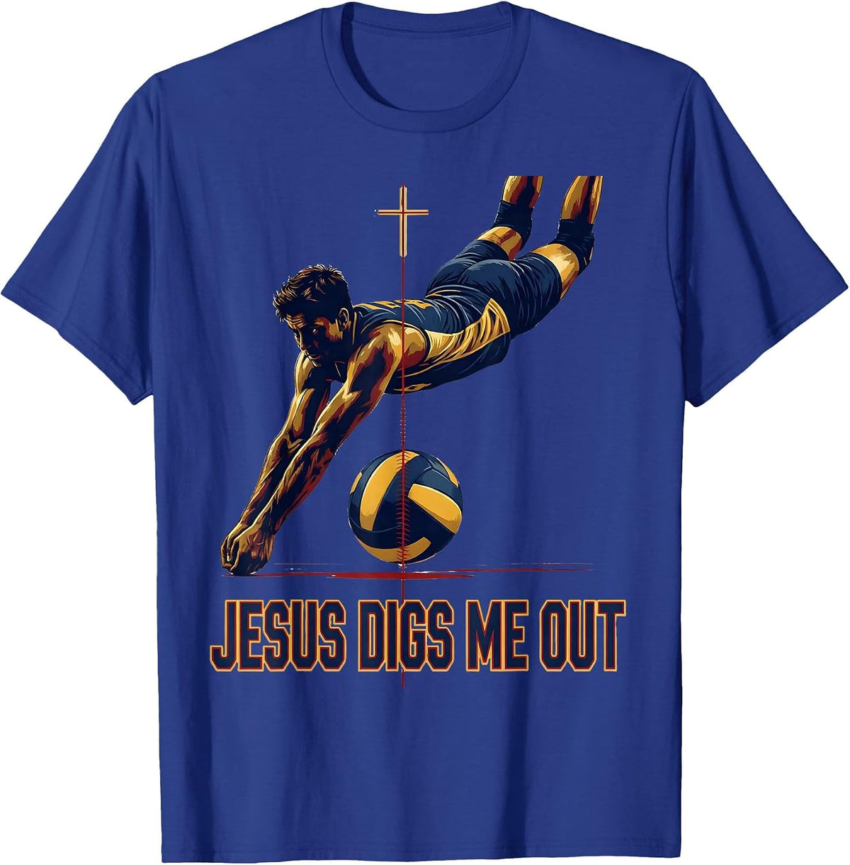Jesus Digs Me Out Sports Christian Volleyball Player Gift T-Shirt - Royal Blue