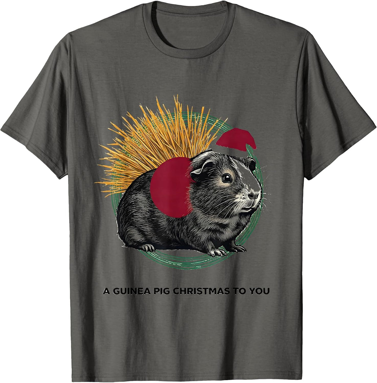 Men's A Guinea Pig Christmas To You Whimsical Guinea Pig Lover T-Shirt - Asphalt Grey