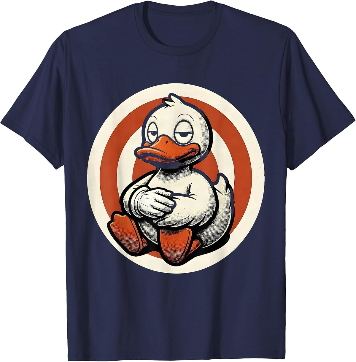 Retro Cartoon Duck Humor Novelty Gift T-Shirt - Navy Blue