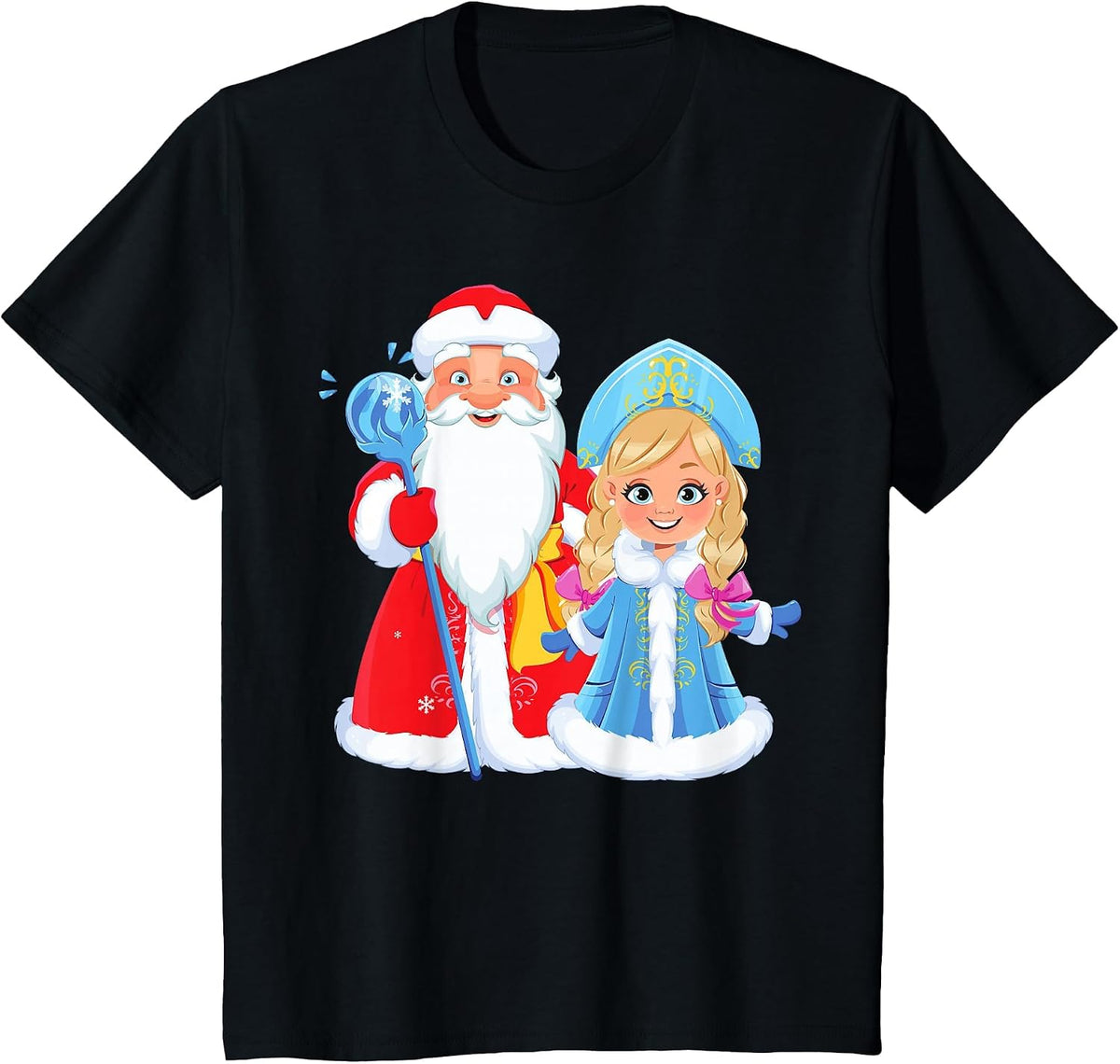 Ded Moroz Snegurochka Russia Santa Claus Russian T-Shirt - Black