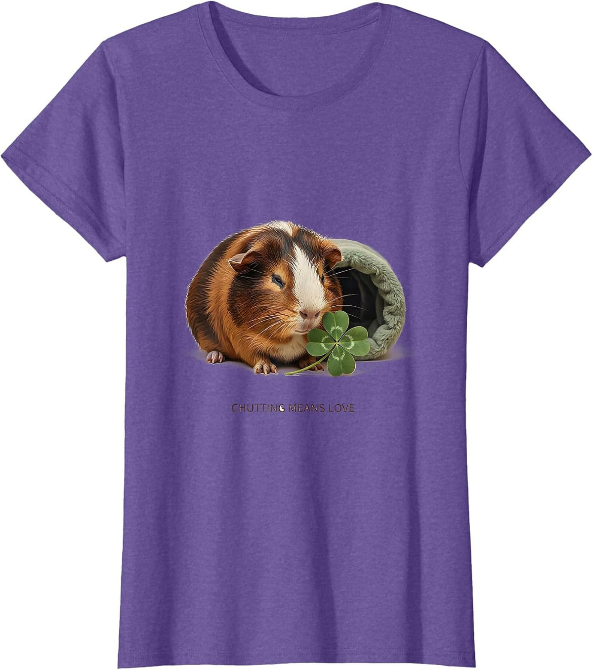 Women's Chutting Means Love Funny Guinea Pig Cavy Lover Pet Humor T-Shirt - Purple Heather