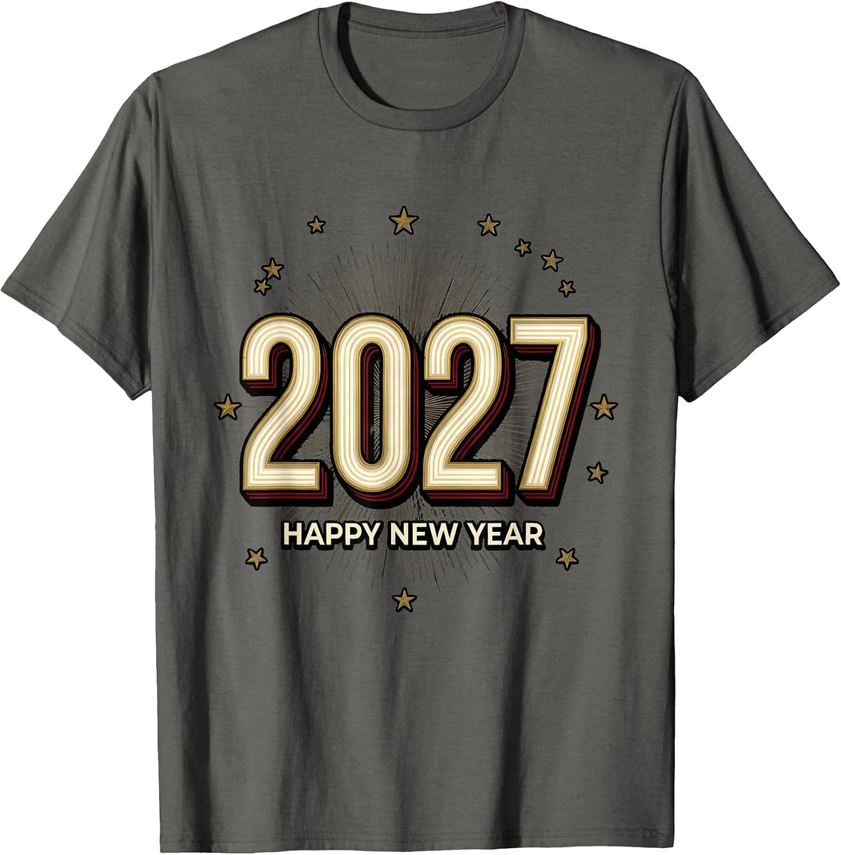 Happy New Year 2027 Sign Painter Showcard Family Party T-Shirt - Asphalt Grey