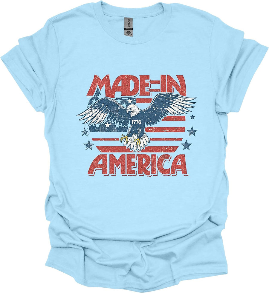 Made in America 1776 Eagle T-Shirt – Unisex Patriotic USA Graphic Tee – American Flag Fourth of July Independence Shirt -