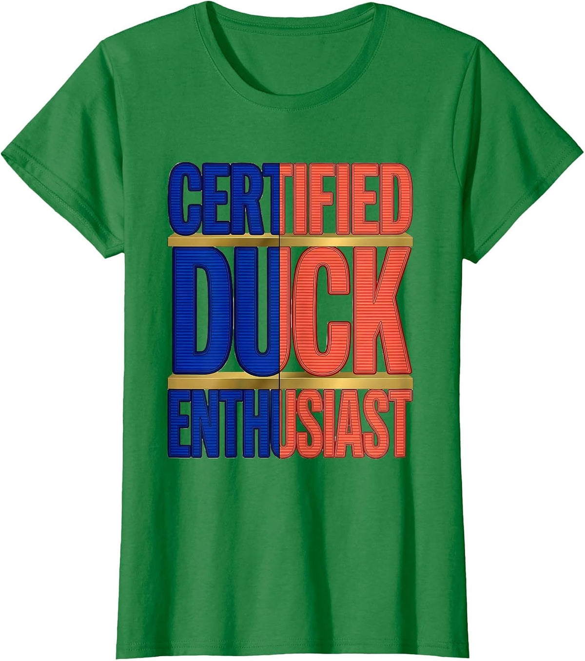 Women's Certified Duck Enthusiast Funny Duck Lover Design T-Shirt - Kelly Green