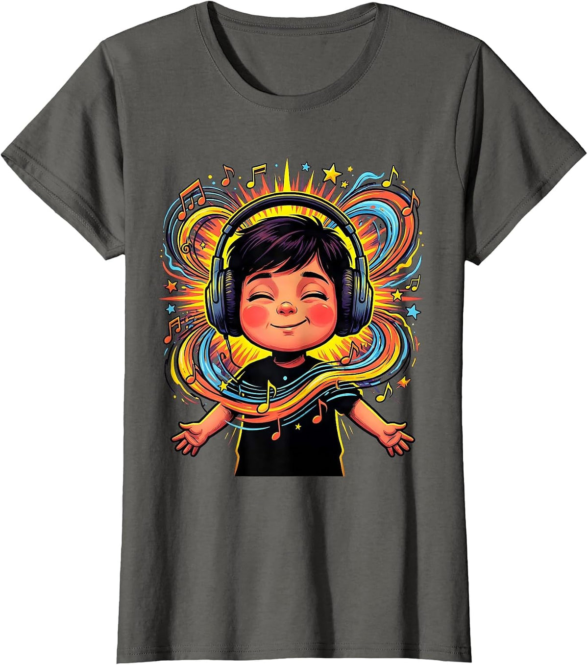 Women's Special Education Music Child Headphones Art T-Shirt - Asphalt Grey