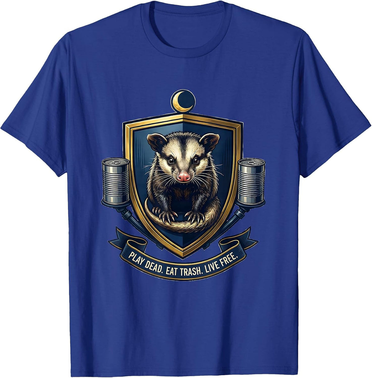 Men's Play Dead Eat Trash Live Free Funny Opossum Possum Lover T-Shirt - Royal Blue