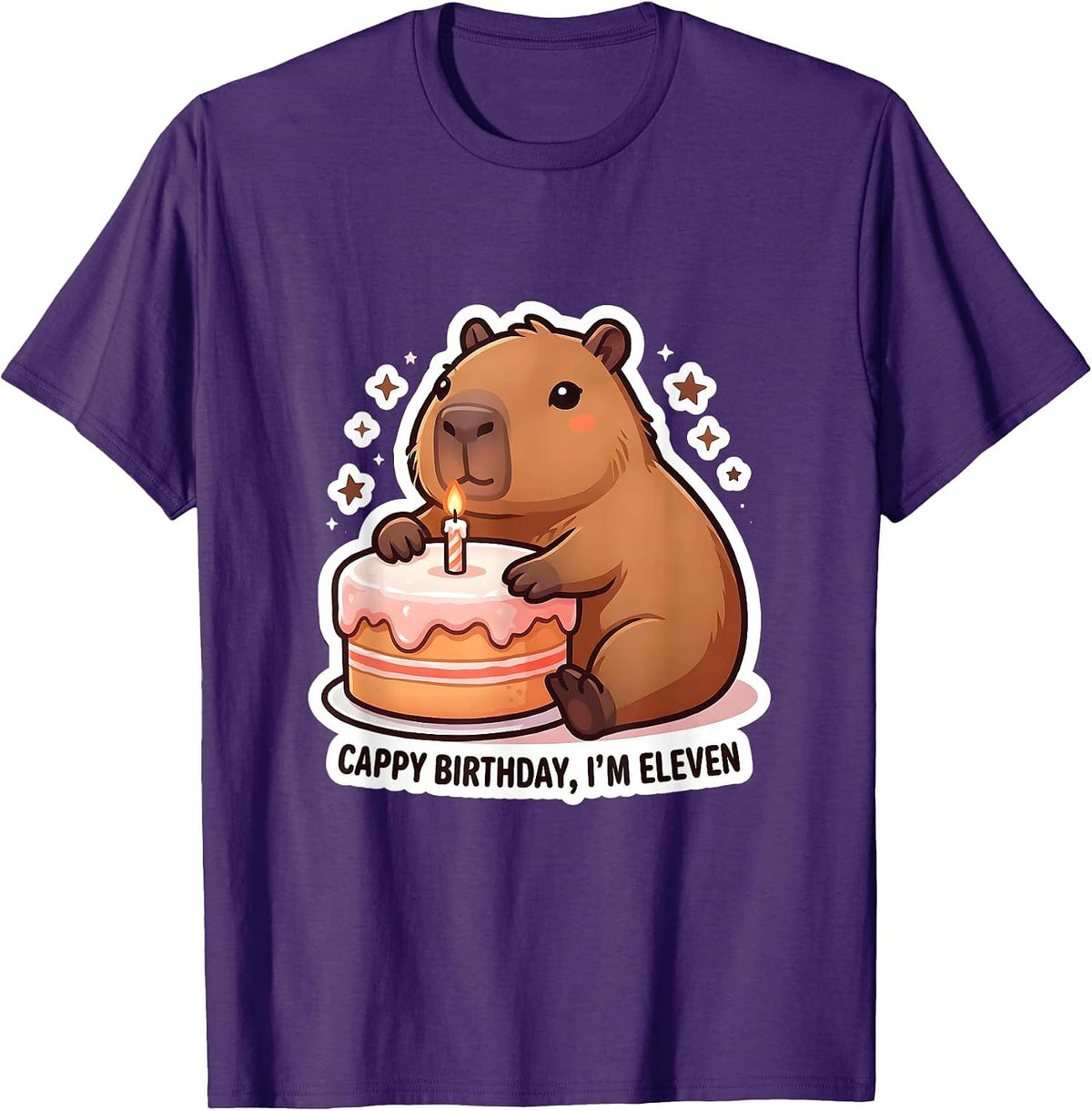 Cappy Birthday, I'm Eleven Funny Capybara Birthday Gift T-Shirt - Purple