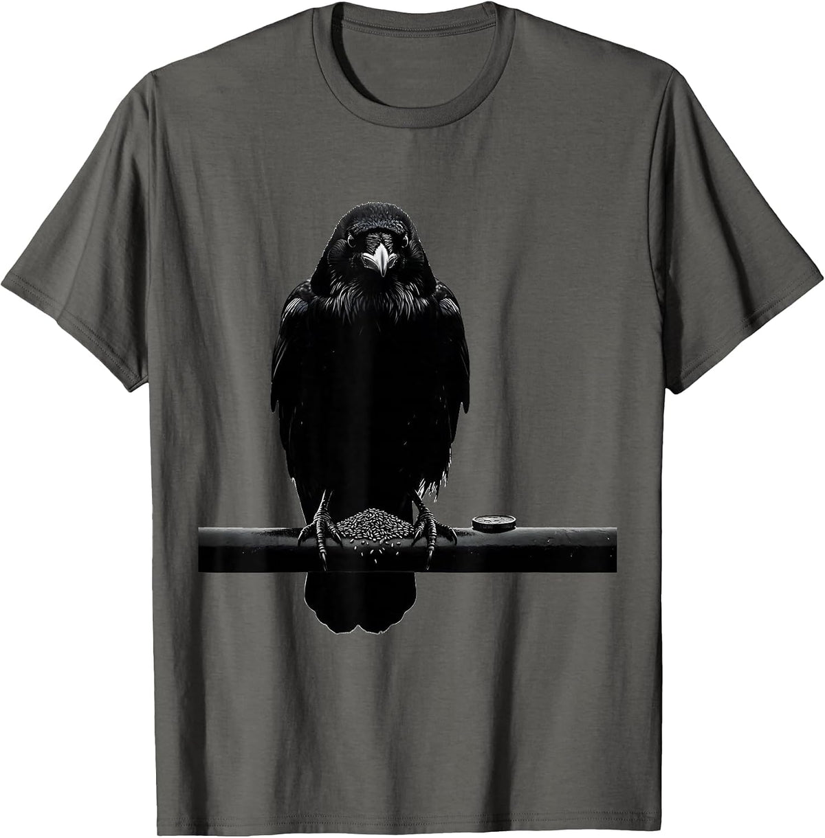 Black Crow Silhouette Gothic Dark Humor Bird Lover Gift T-Shirt - Asphalt Grey