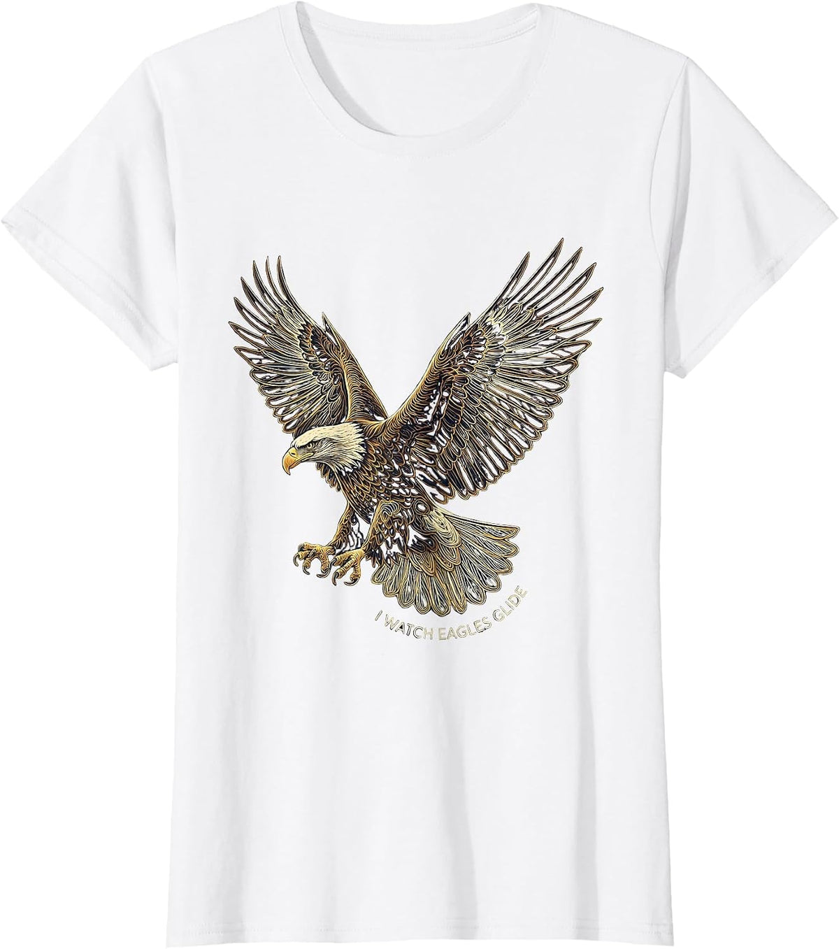 I Watch Eagles Glide Topographic Contour Eagle Wildlife Art T-Shirt - White