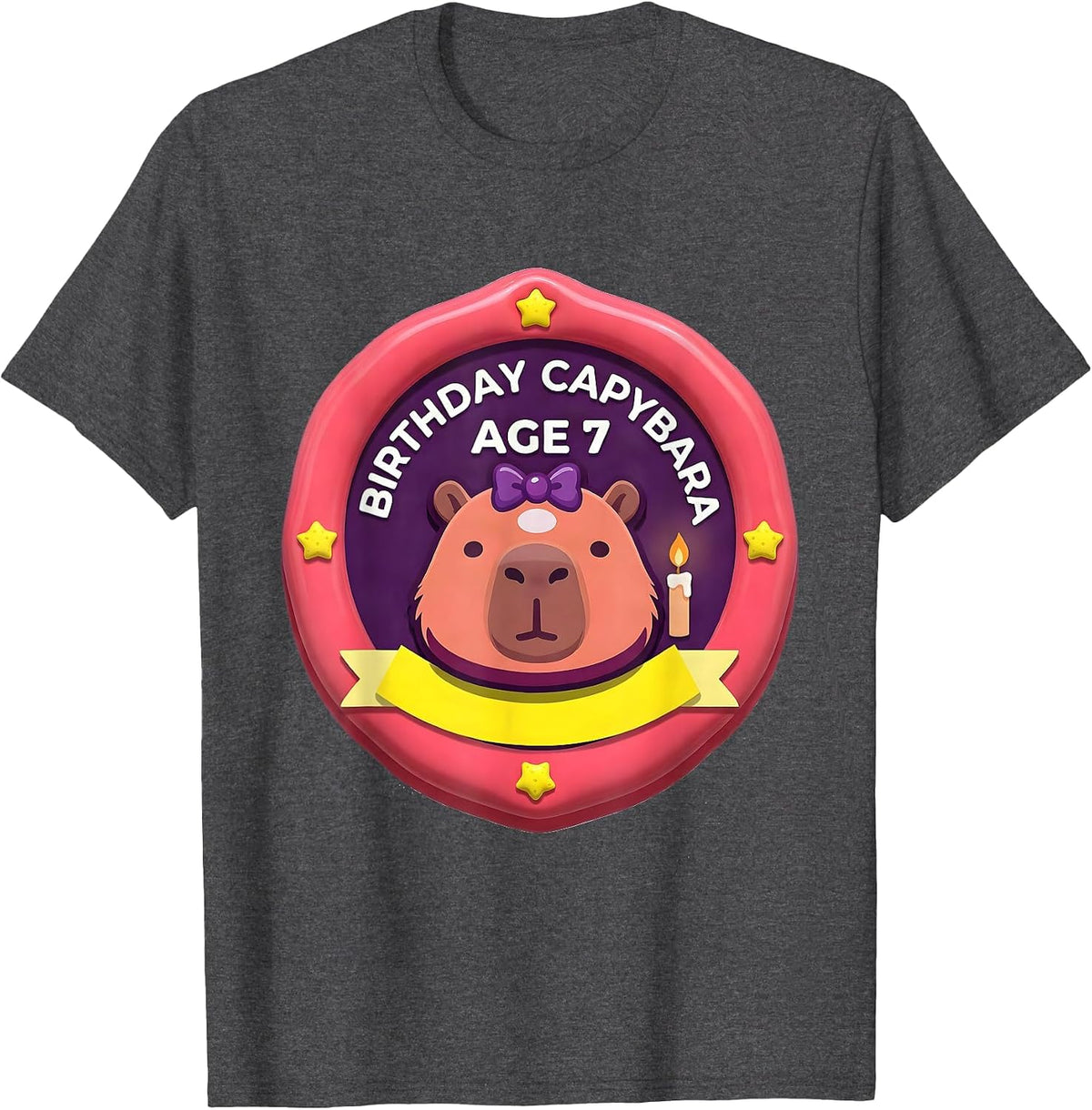Birthday Capybara Age 7 Kawaii Cute Animal Lover Gift T-Shirt - Dark Heather Grey