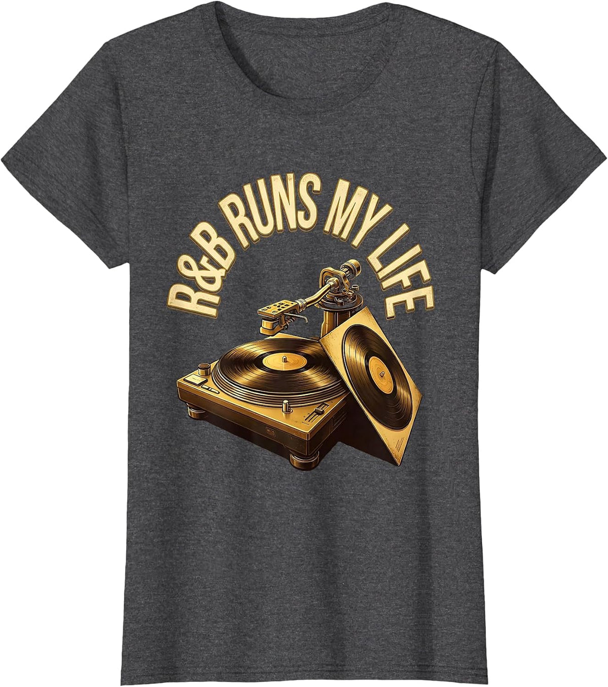 Women's R&B Runs My Life Nostalgic 90s Retro Music Fan Throwback T-Shirt - Dark Heather Grey