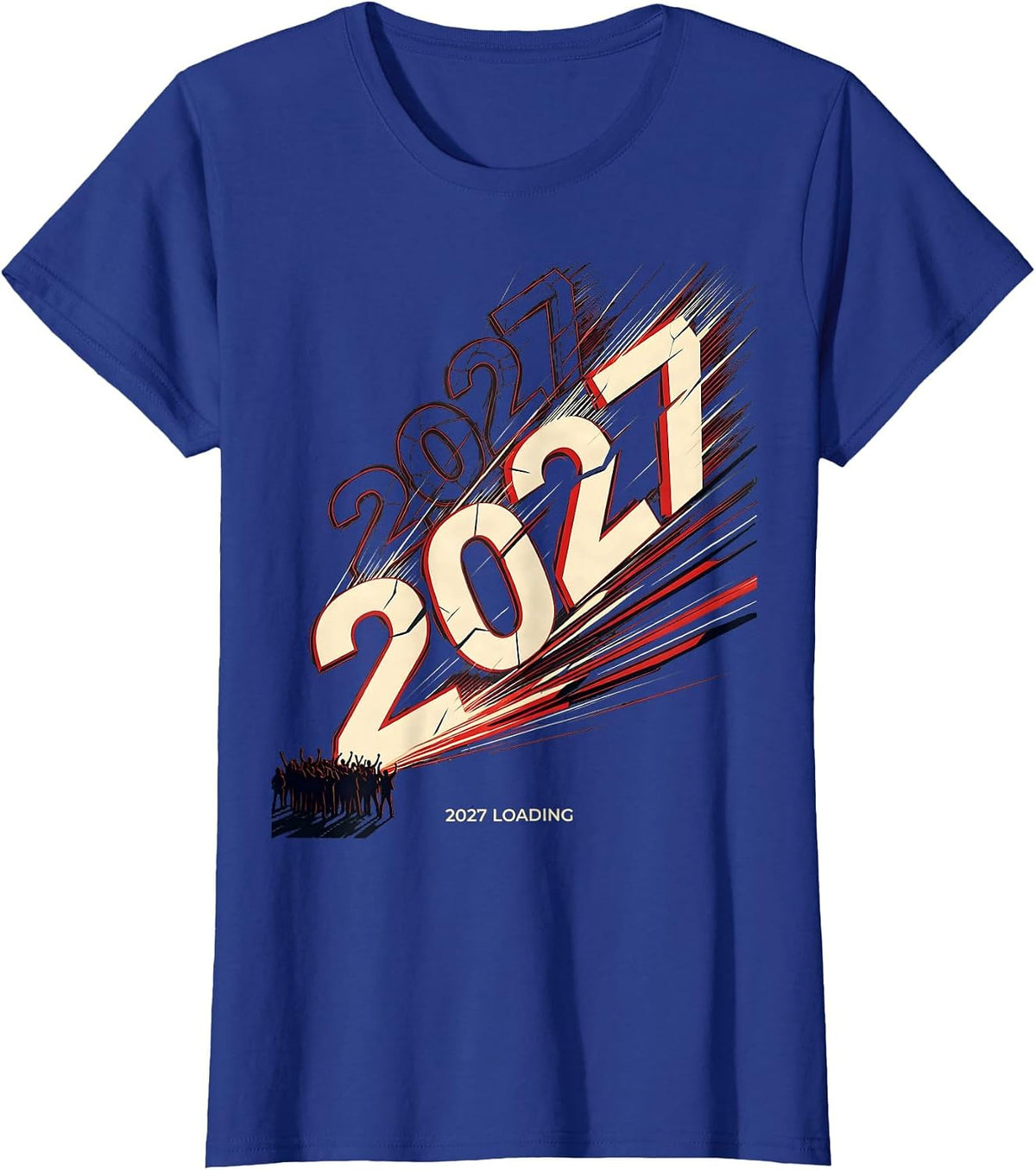 Women's 2027 Loading Futurist Dynamism New Year Party Family T-Shirt - Royal Blue