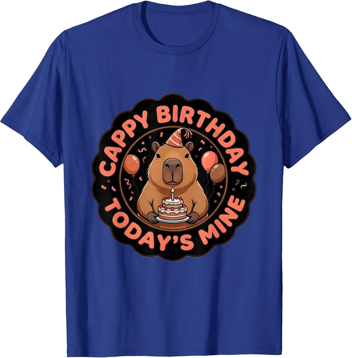Cappy Birthday Today’s Mine Kawaii Capybara Kids Party T-Shirt - Royal Blue