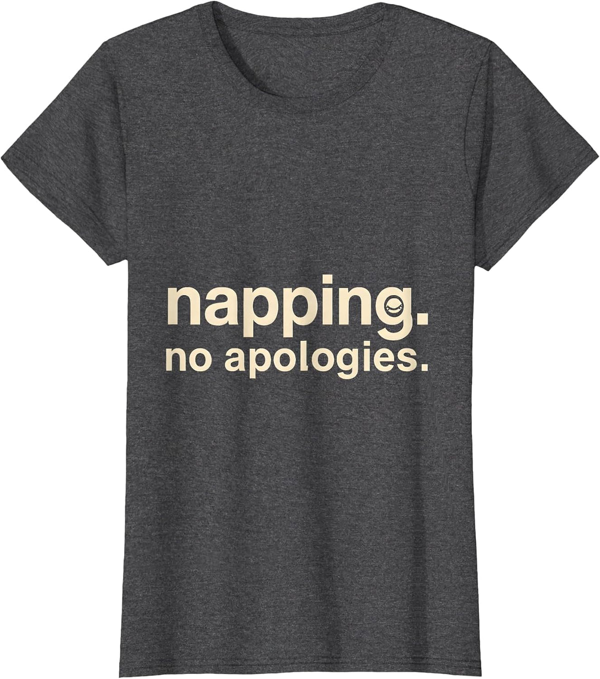 Women's Napping. No Apologies. Cute Capybara Sleepybara Sleep T-Shirt - Dark Heather Grey