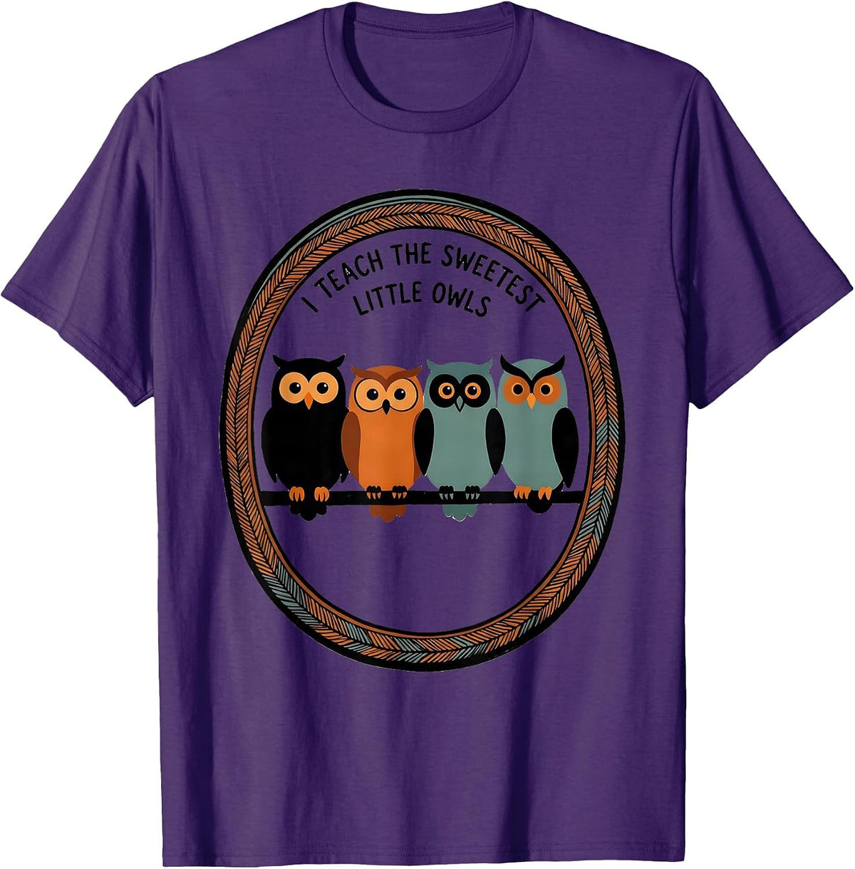 I Teach The Sweetest Little Owls Cute Teacher Owl Lover Gift T-Shirt - Purple