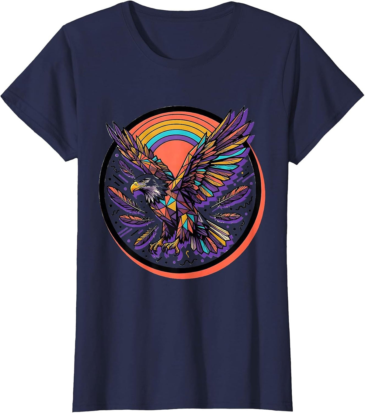 Women's Bold Eagle Preening at Sunrise Graphic T-Shirt - Navy Blue
