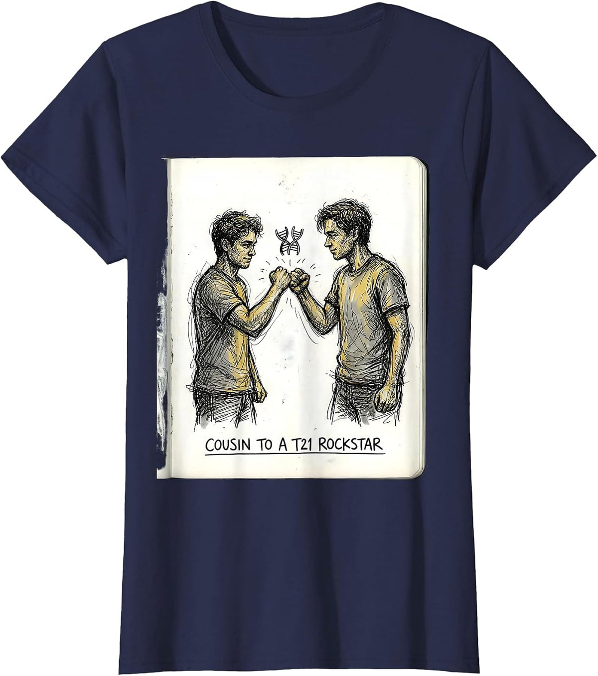 Women's Cousin To A T21 Rockstar Inspirational Down Syndrome T-Shirt - Navy Blue