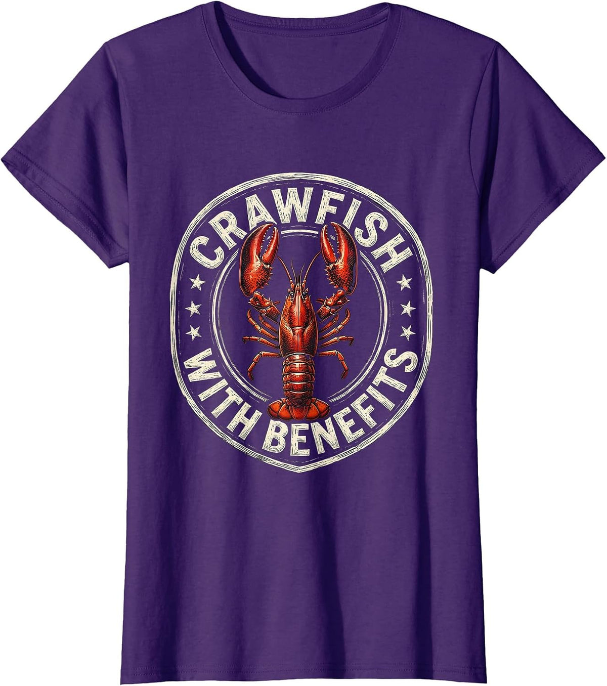 Women's Crawfish With Benefits Funny Cajun Louisiana Mardi Gras T-Shirt - Purple