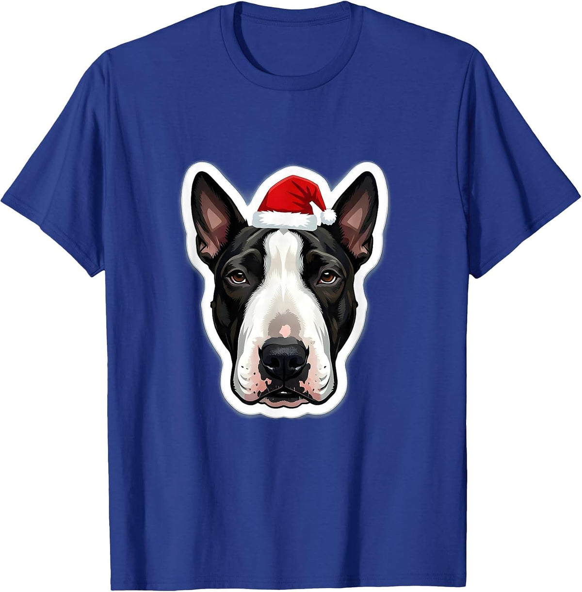 Bull Terrier Santa Hat Christmas Dog Breed Humor T-Shirt - Royal Blue