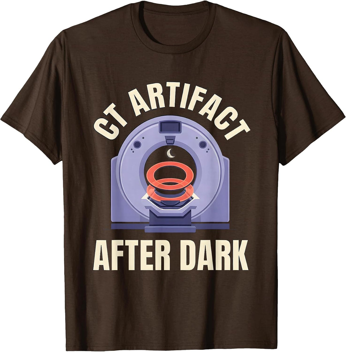 CT Artifact After Dark Playful Halloween Radiology Tech T-Shirt - Brown