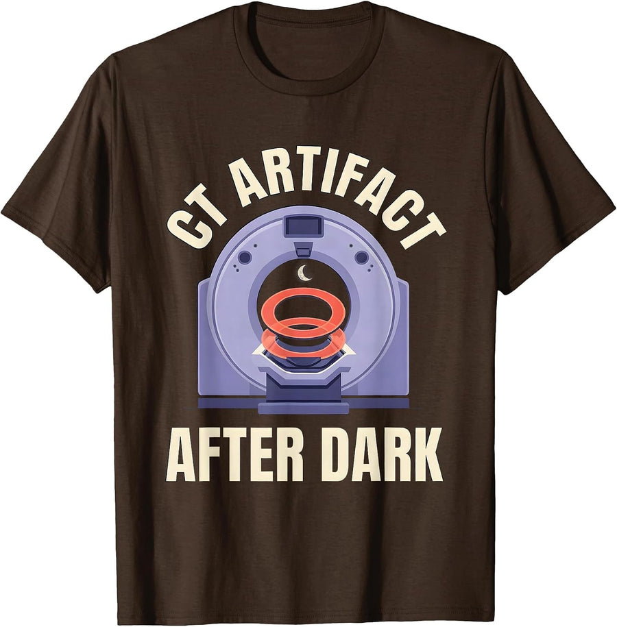 CT Artifact After Dark Playful Halloween Radiology Tech T-Shirt - Brown