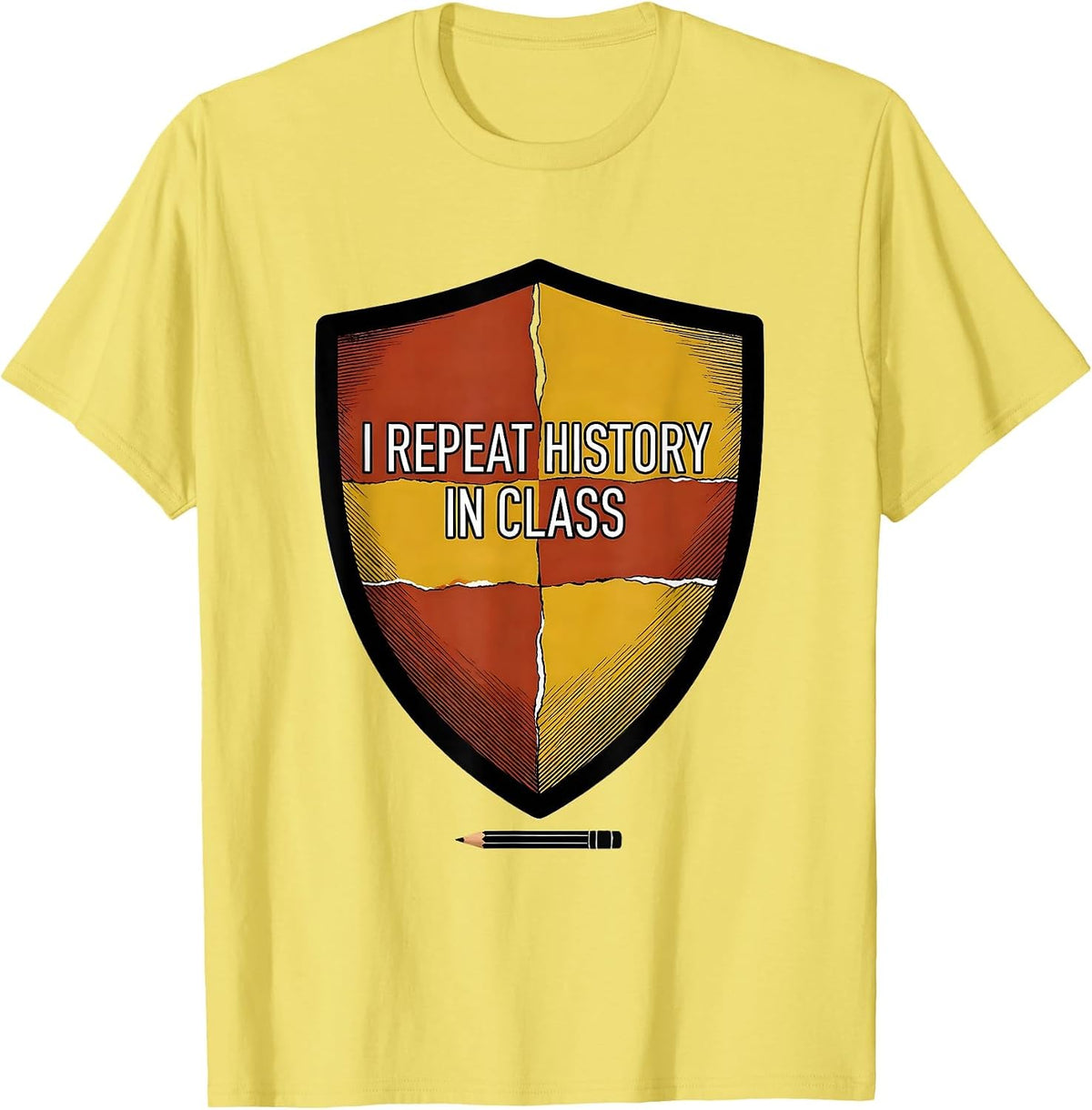 Men's I Repeat History In Class Funny History Teacher Back T-Shirt - Lemon Yellow