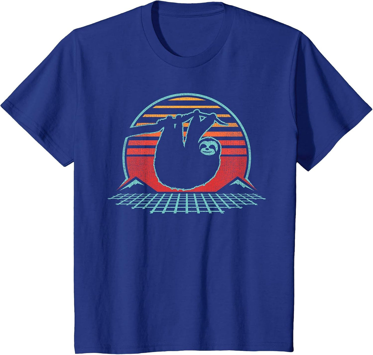 Sloth Lover Animal Retro Vintage 80s Style T-Shirt - Royal Blue