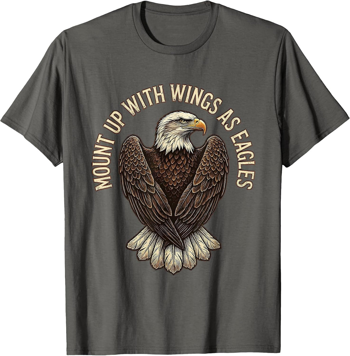 Men's Mount Up With Wings As Eagles Vintage Eagle Fan Gift T-Shirt - Asphalt Grey