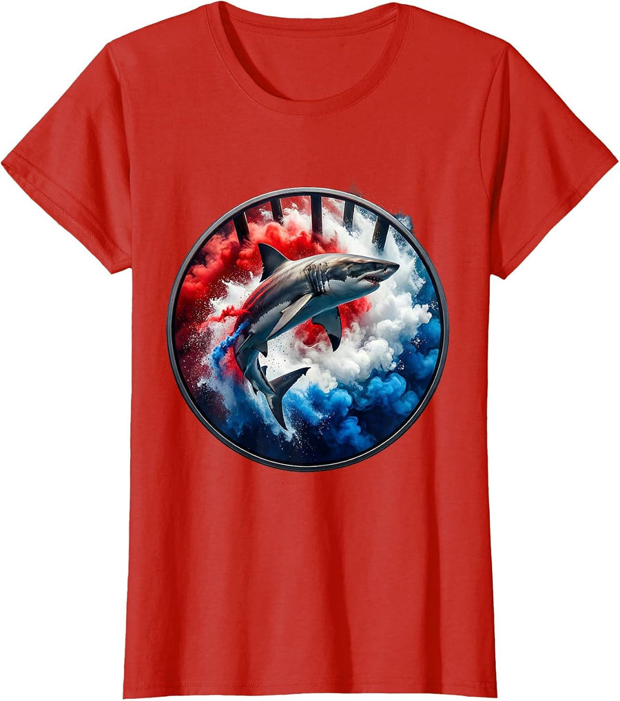 Gulf of America Bull Shark Fishing Pier T-Shirt - As Pictured