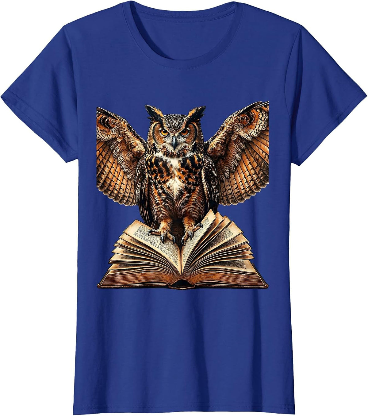 Women's Owl on Open Textbook College Graphic T-Shirt - Royal Blue