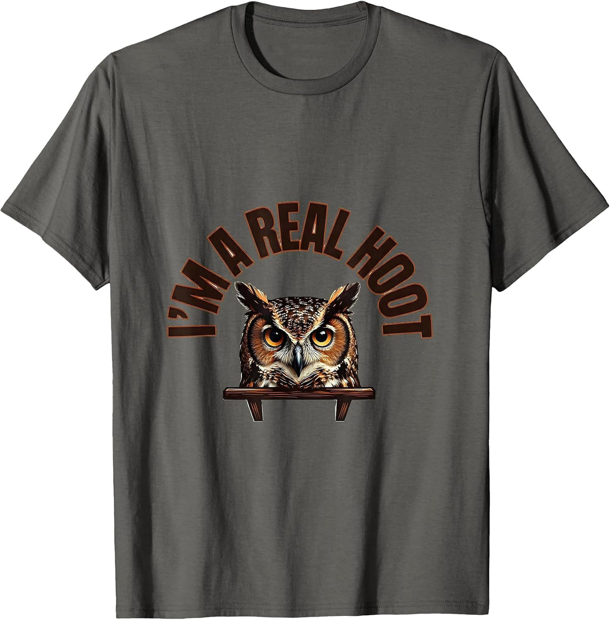Men's I'm A Real Hoot Funny Owl Bird Lover Retro Humor T-Shirt - Asphalt Grey