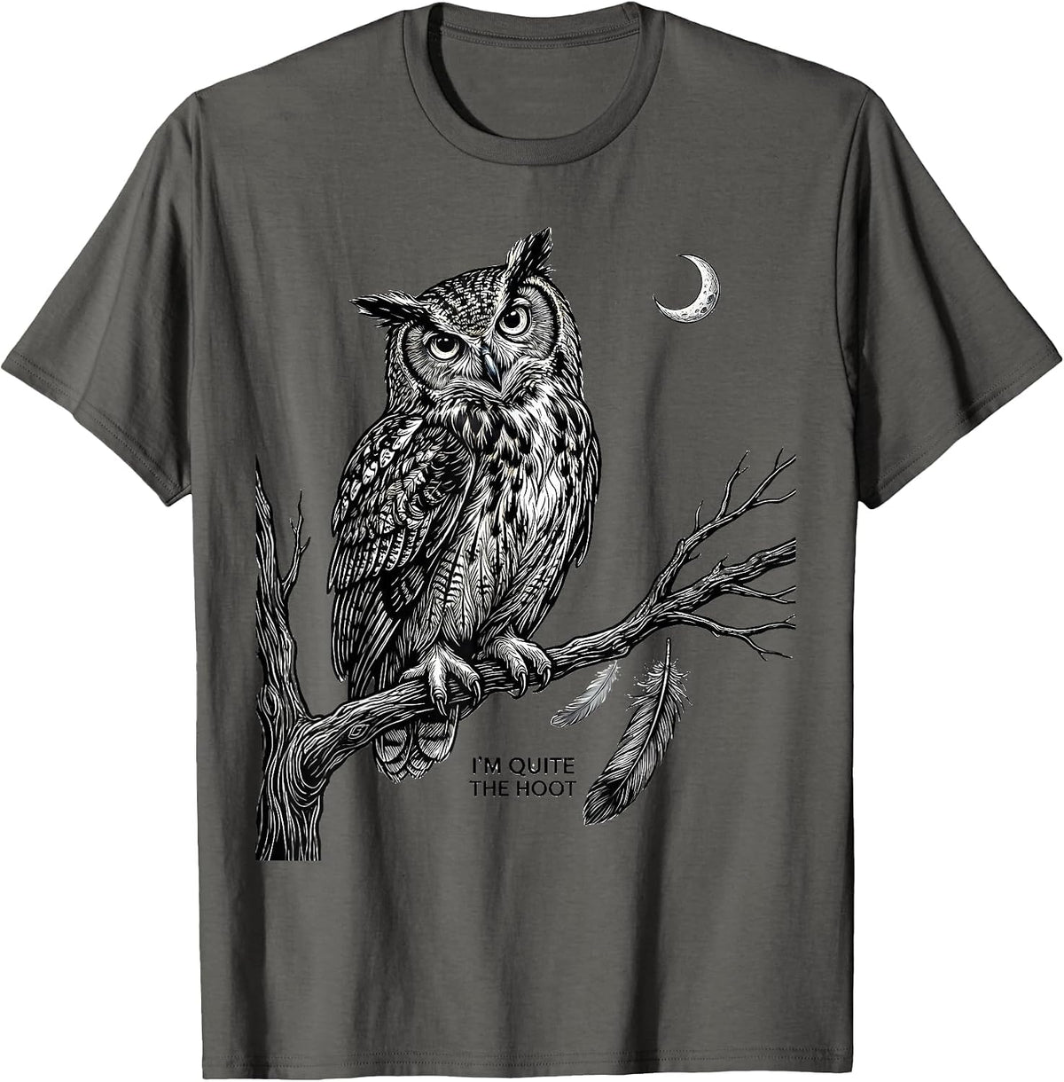 Men's I'm Quite The Hoot Funny Owl Lover Bird Humor T-Shirt - Asphalt Grey
