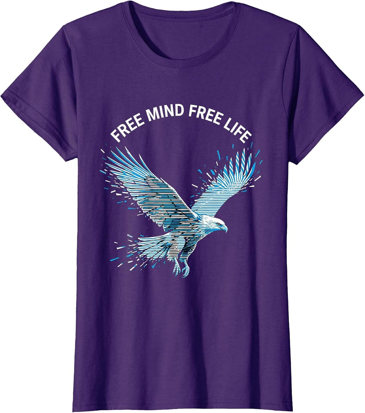 Women's Free Mind Free Life Freedom Graphic Design T-Shirt - Purple