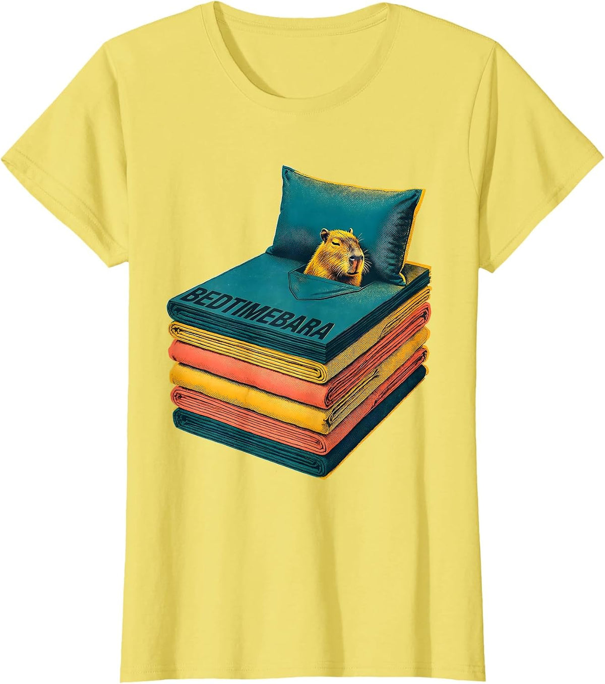 Bedtimebara Cute Capybara Sleep Humor Kids Adults T-Shirt - Lemon Yellow