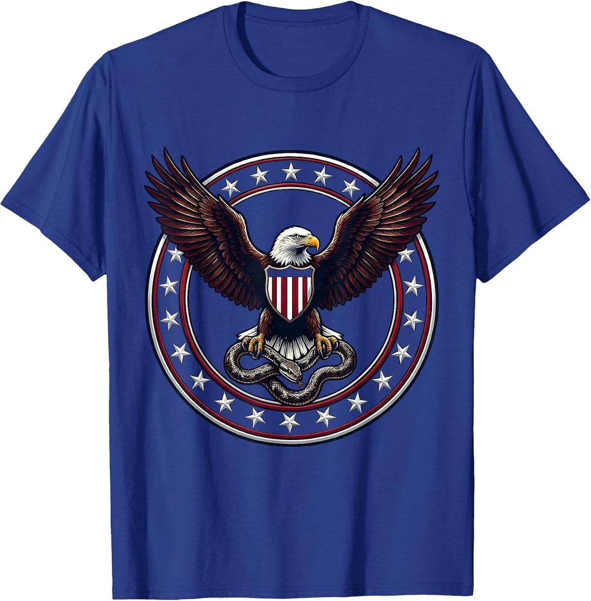 Eagle Clutching Snake Patriotic Freedom Design T-Shirt - Royal Blue