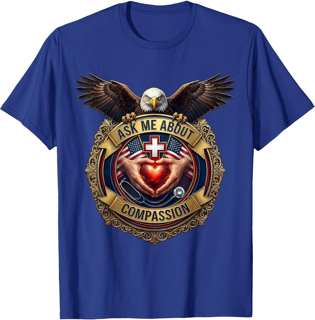 Men's Ask Me About Compassion Inspirational Design T-Shirt - Royal Blue